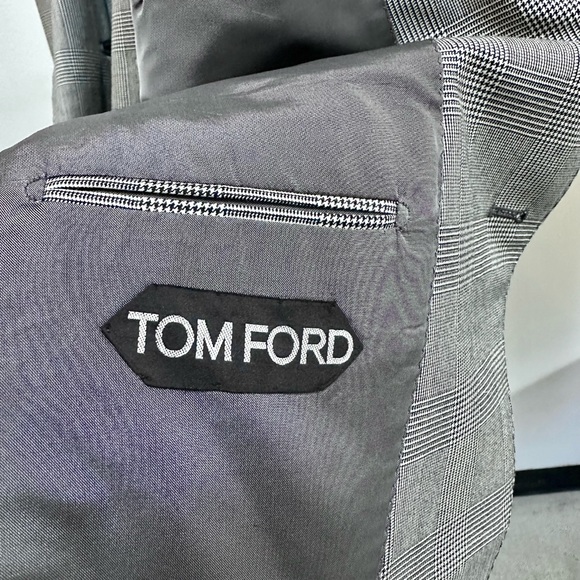 Tom Ford 3 Piece Suit Wool Peak Lapel Glen Plaid Check Jacket Vest Trousers 50R - Picture 4 of 15